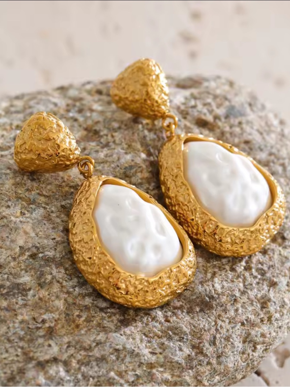 Baroque Pearl Gold Drop Earrings